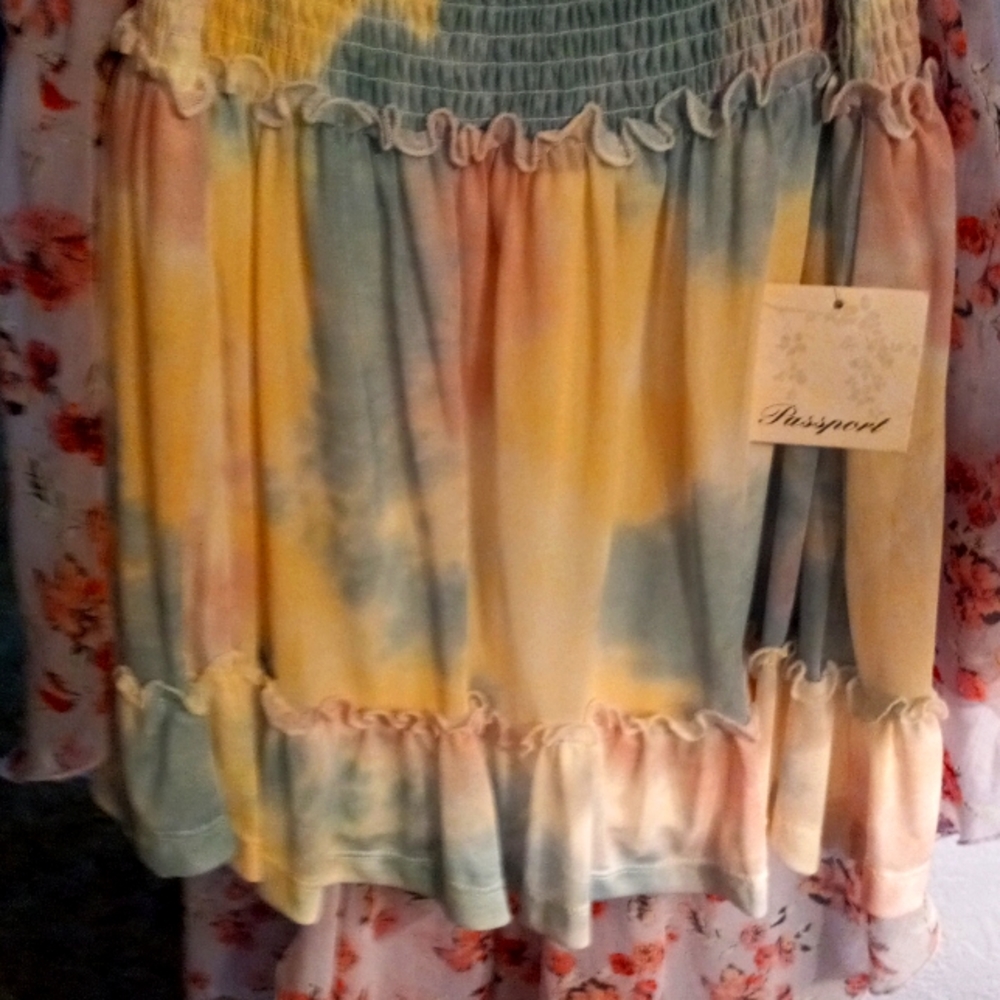 Medium pastel tie-dye colored cute frilly skirt